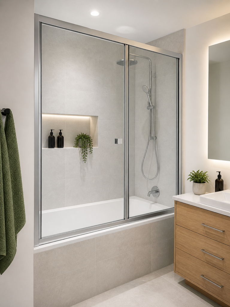 Framed-shower-screen-over-bath--768x1024 Fully Framed